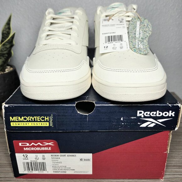 NEW!!! Reebok Court Advance-White,Navy,Teal-Leather, DMX Microbubble: Size 12 main image 10